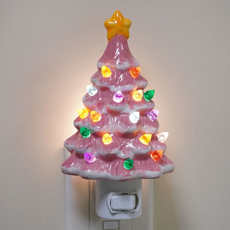 Pink Pastel Christmas Tree Night Light - Christmas