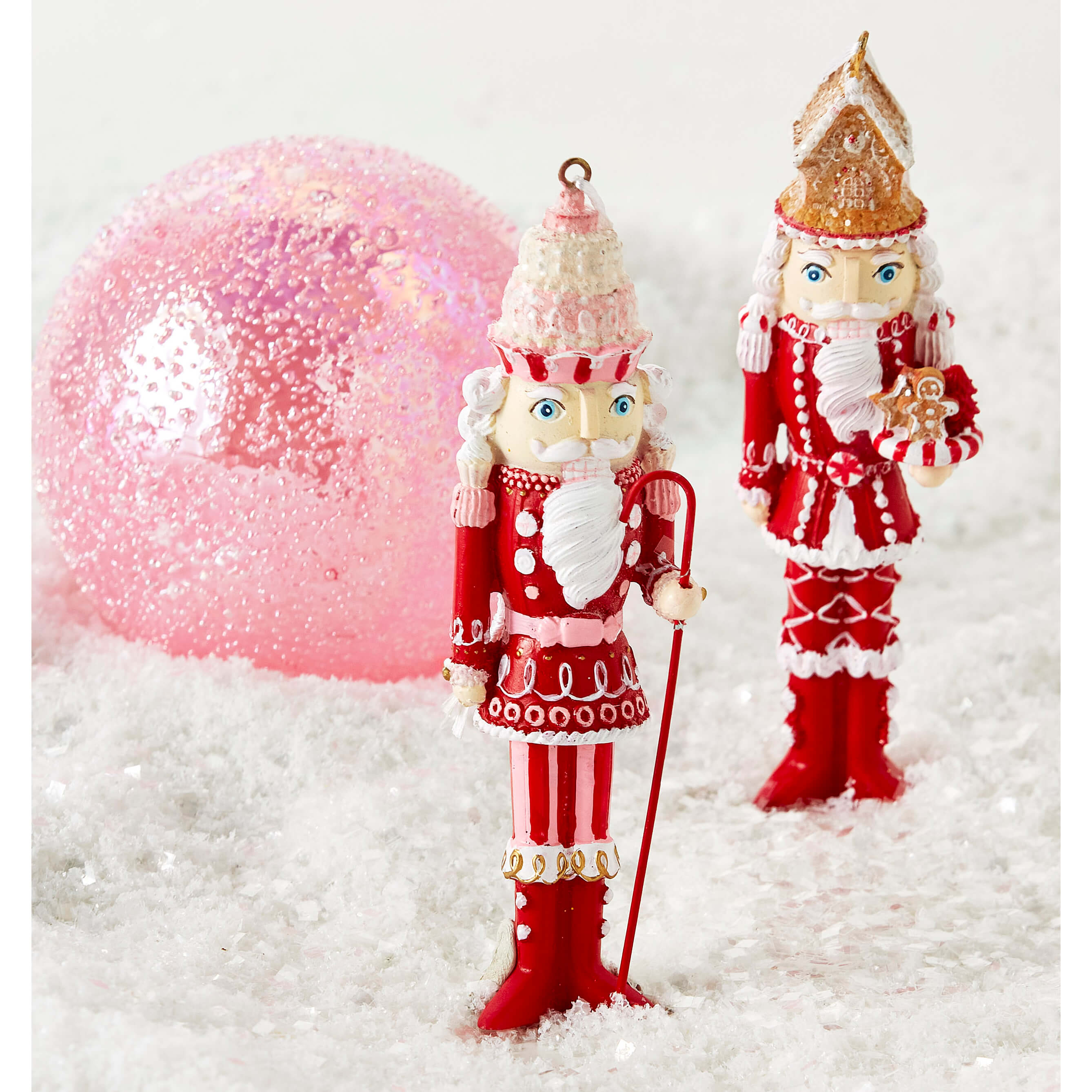 Pink & Red Gingerbread Nutcracker Holding Christmas Goodies Ornament - Ornaments