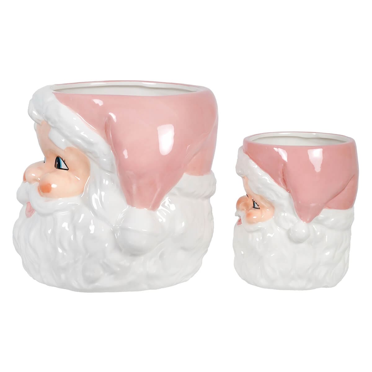 Pink Retro Santa Nesting Bowls Set/2 - Christmas