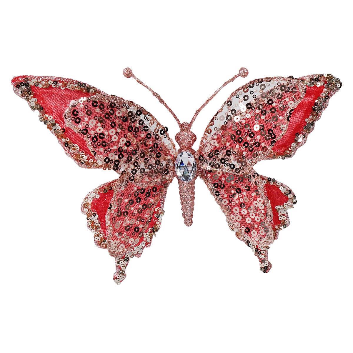 Pink Sequin Clip-On Butterfly Ornament - Ornaments