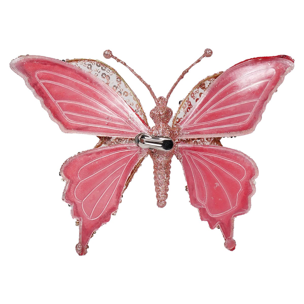 Pink Sequin Clip-On Butterfly Ornament - Ornaments