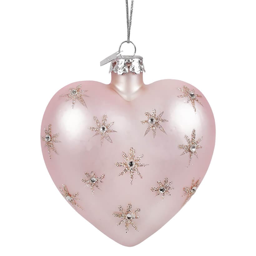 Pink & Silver Glass Heart Ornament With Swarovski® Elements