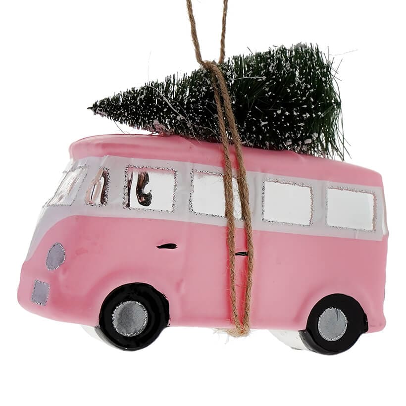 Pink Van With Christmas Tree Ornament