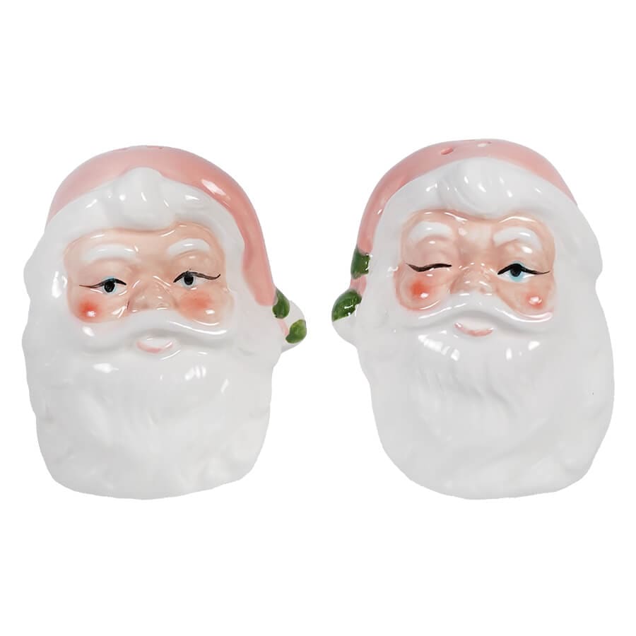 Pink Vintage Santa Salt & Pepper Shakers Set/2 - Christmas