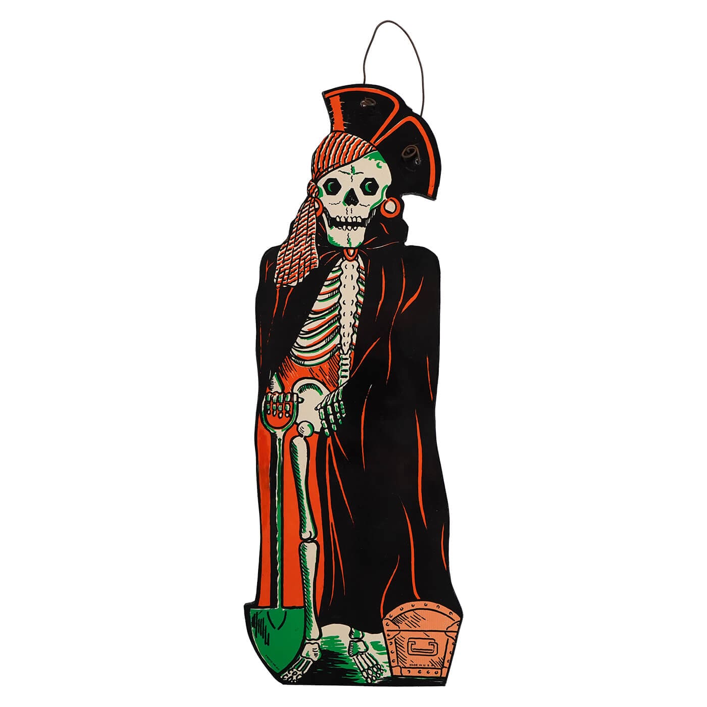 Pirate Skeleton Vintage Beistle Halloween Wood Cutout Hanger - Halloween