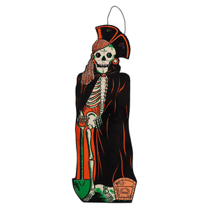 Pirate Skeleton Vintage Beistle Halloween Wood Cutout Hanger - Halloween