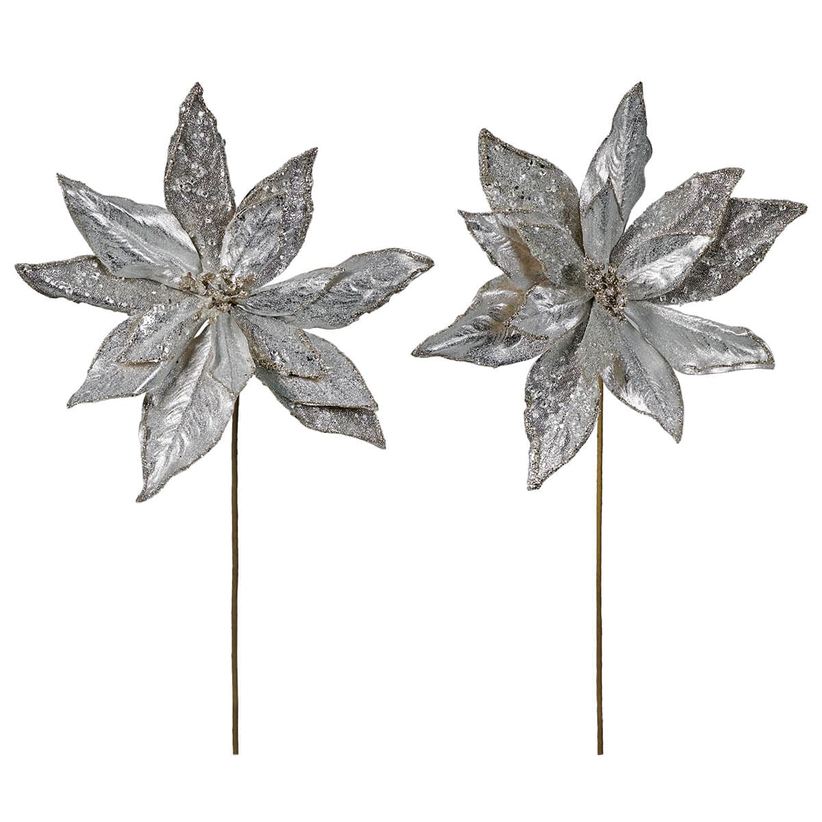 Platinum Poinsettia Sprays Set/2