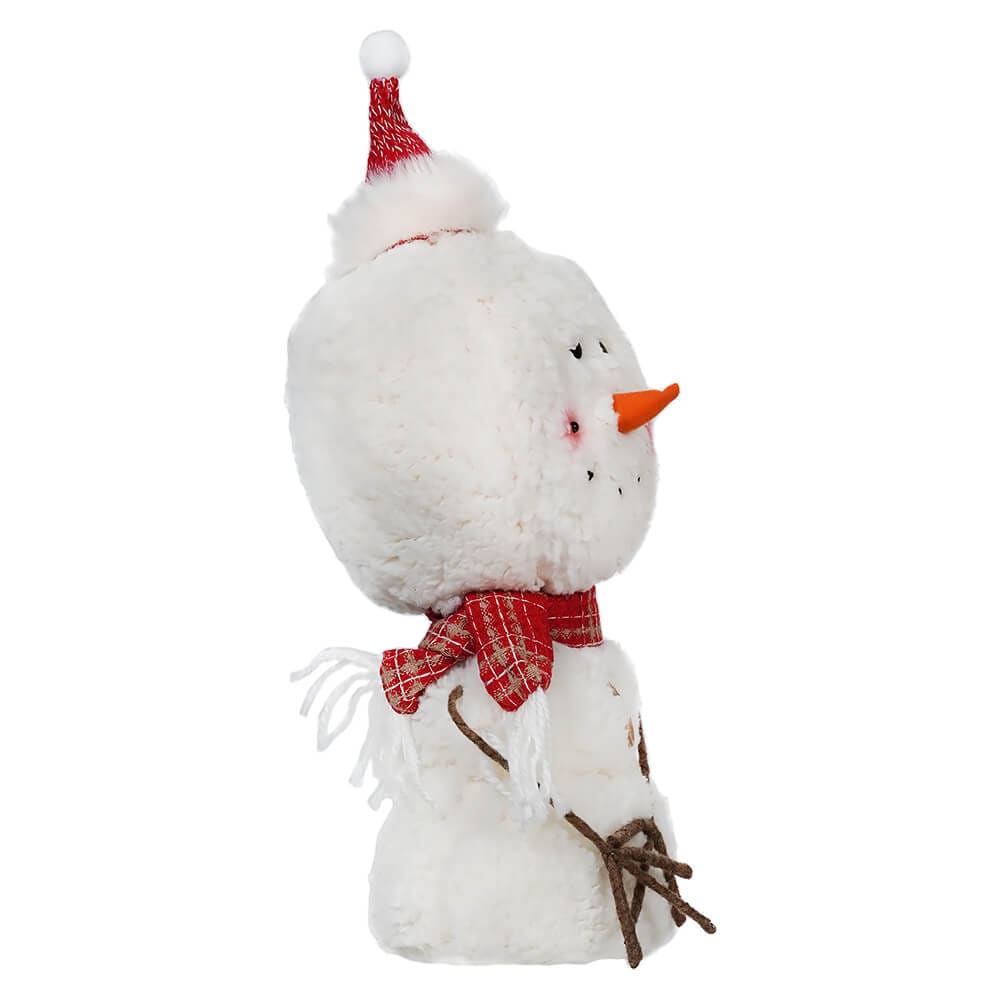 Plush Red & White Santa Hat Snowman Decor