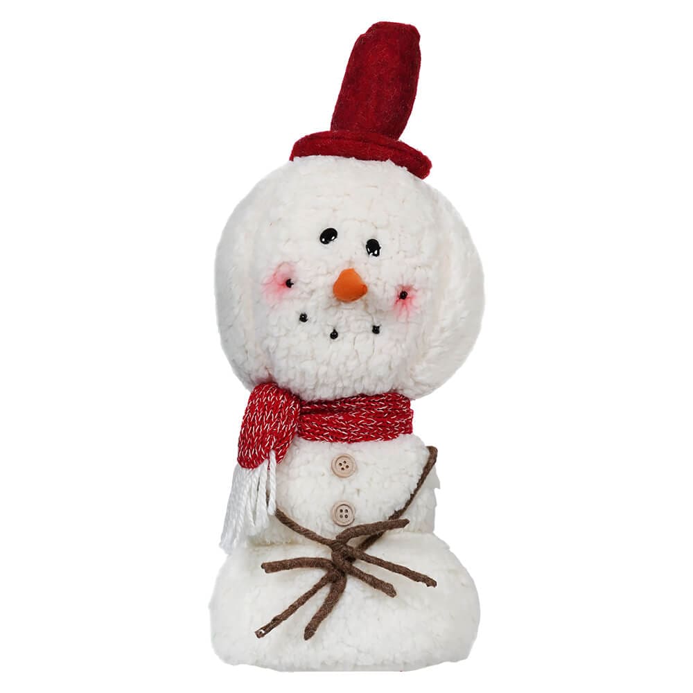 Plush Red & White Top Hat Snowman Decor