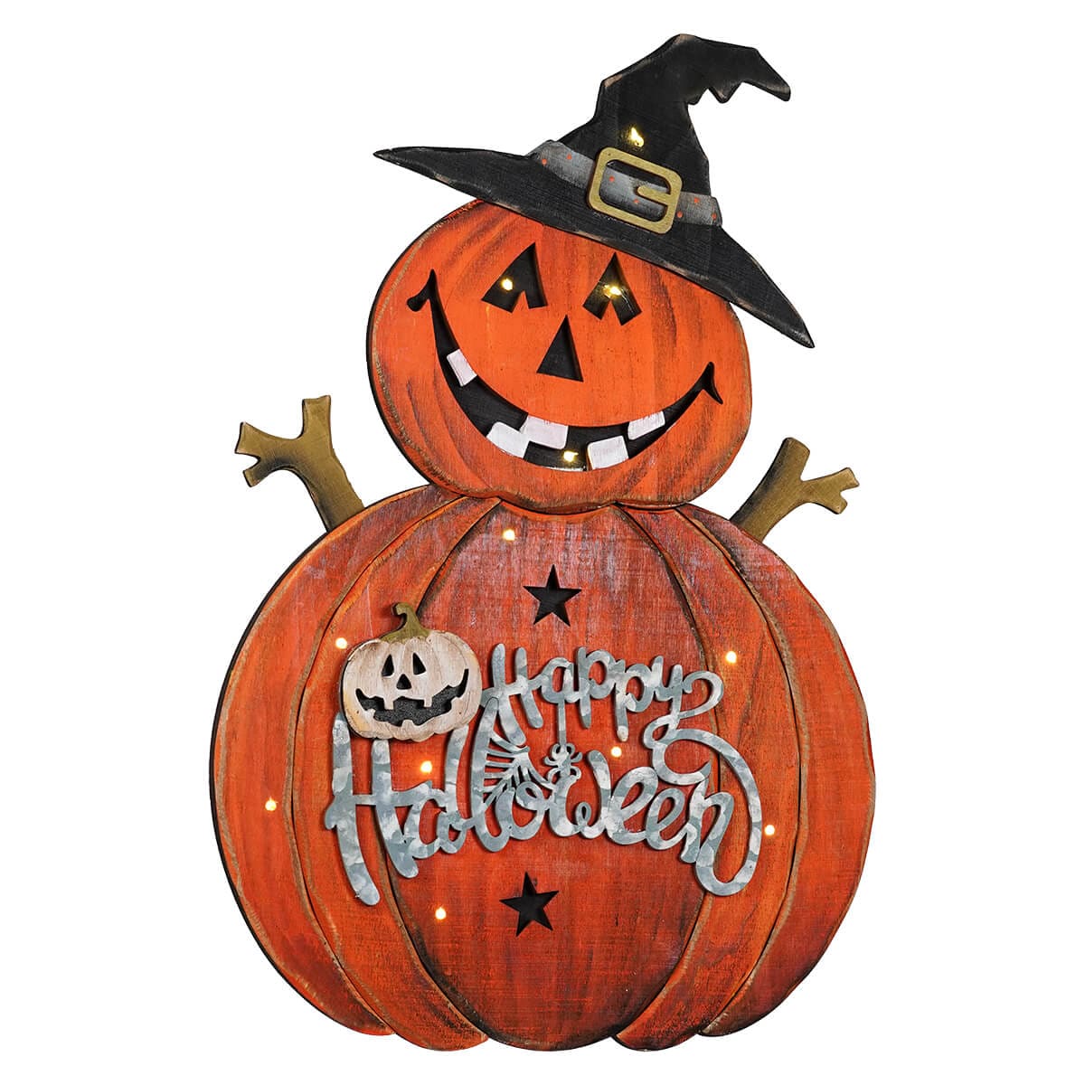 Plywood Light Up Jolly Jack-O-Lantern Decor - Halloween