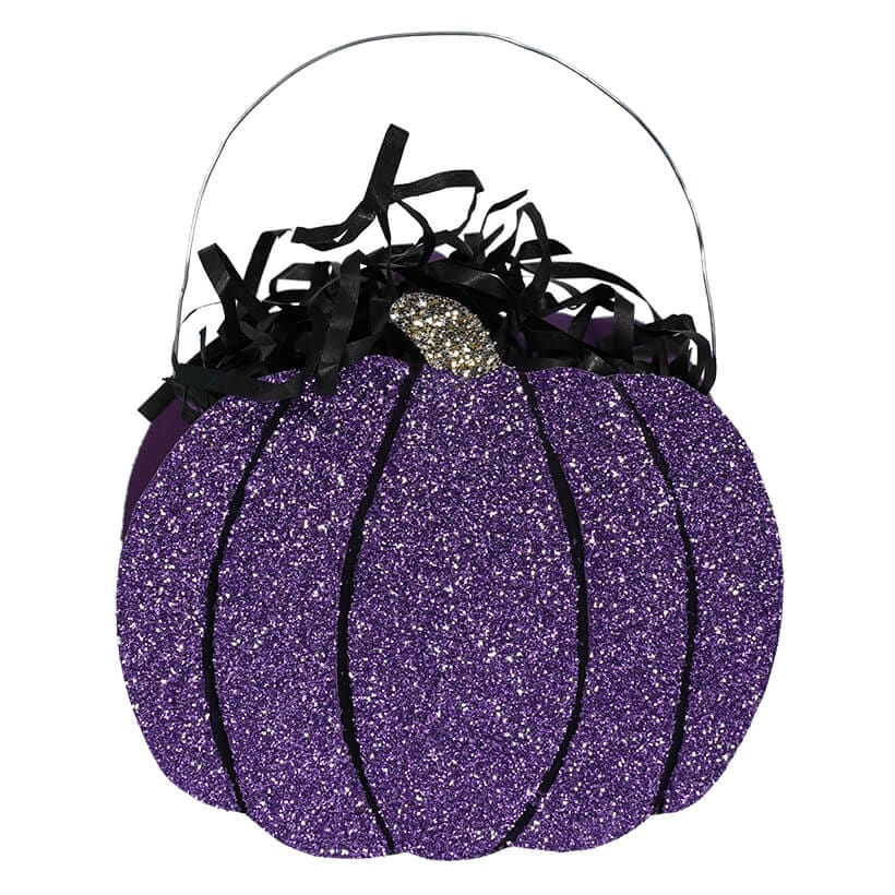 Poppin' Purple Glittered Pumpkin Bucket