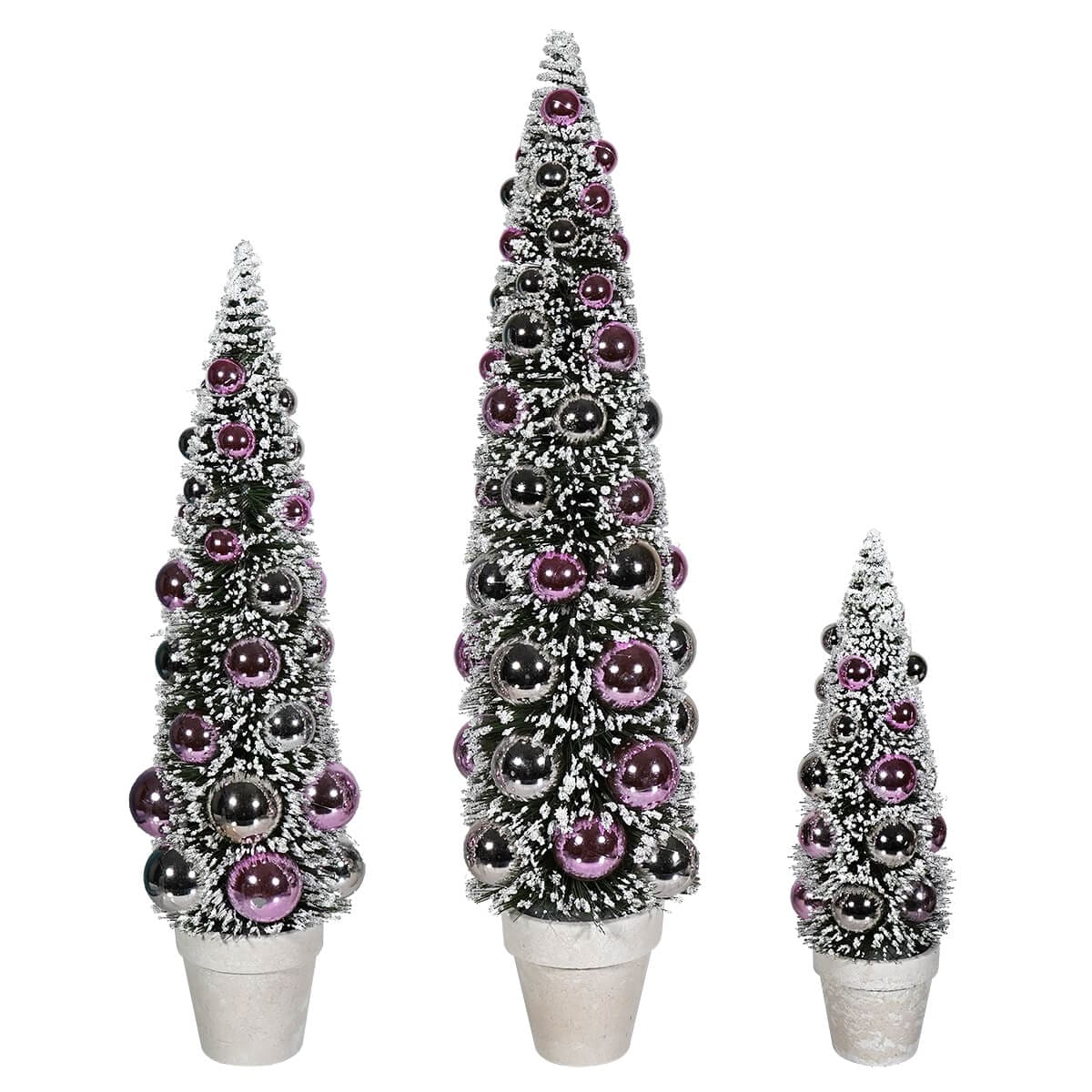 Potted Holiday Bottle Brush Trees Set/3