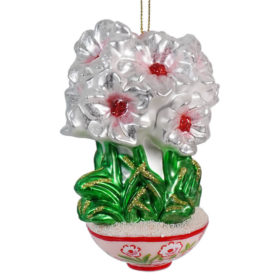 Christmas tree ornament shaped like a potted flower arrangement.