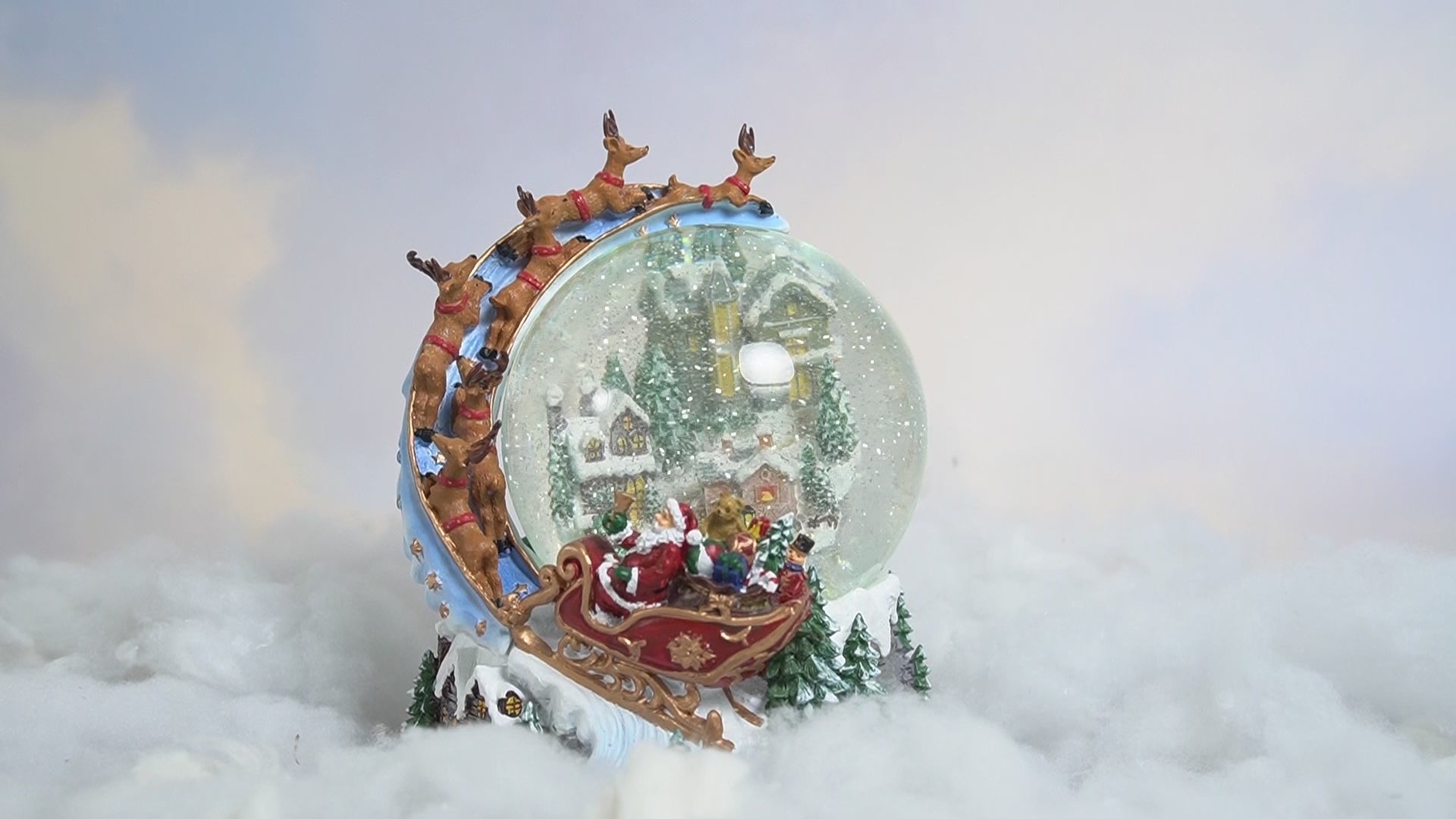 Santa Sleigh Lighted Swirling Glitter Water Globe