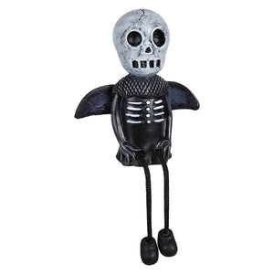 Gray and black skeleton figurine skull sitter perfect primitive skull shelf sitter decoration