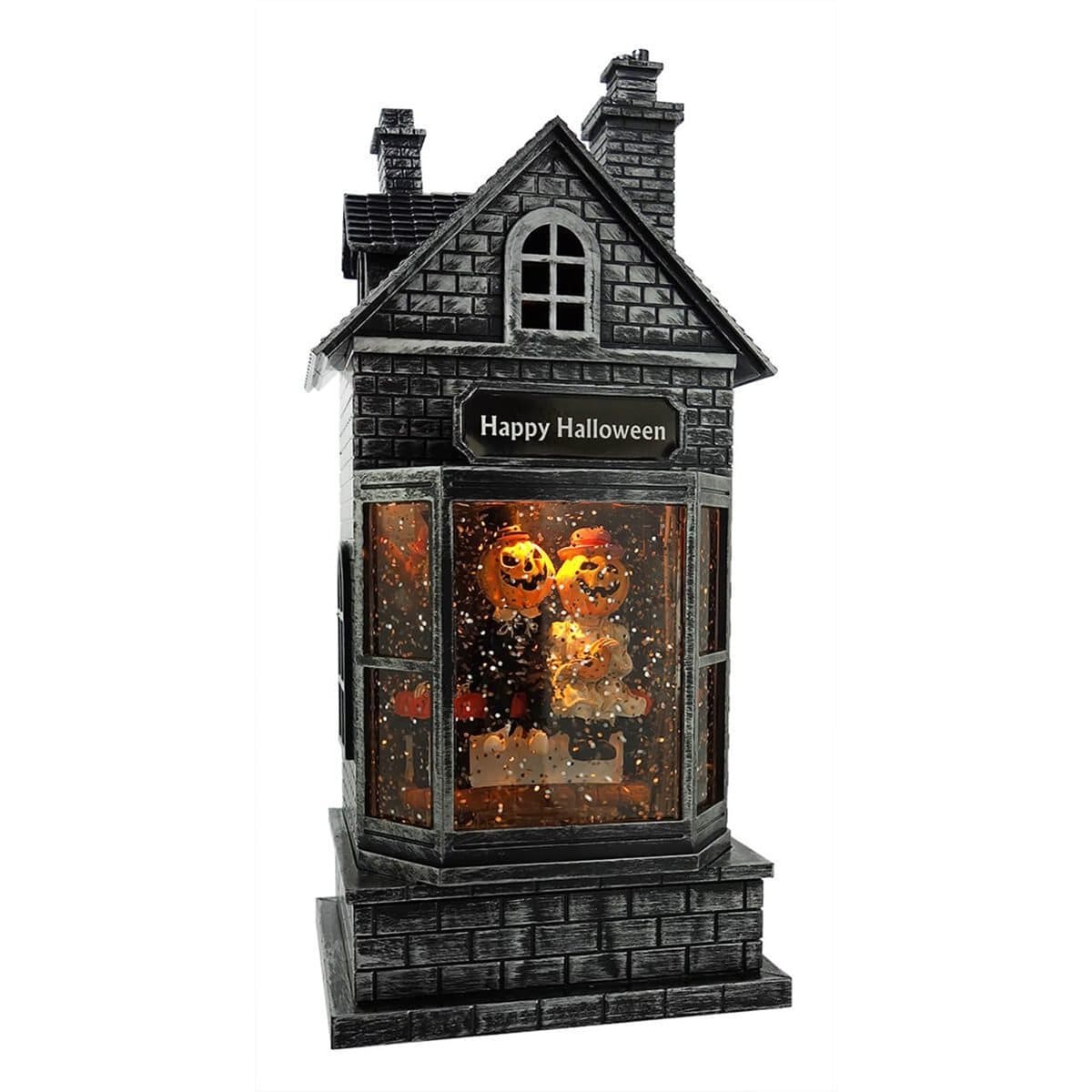 Pumpkin Couple in the Window Lighted Water Lantern