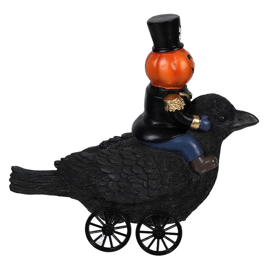 Pumpkin Soldier Riding Crow Wheelie Figure - Halloween