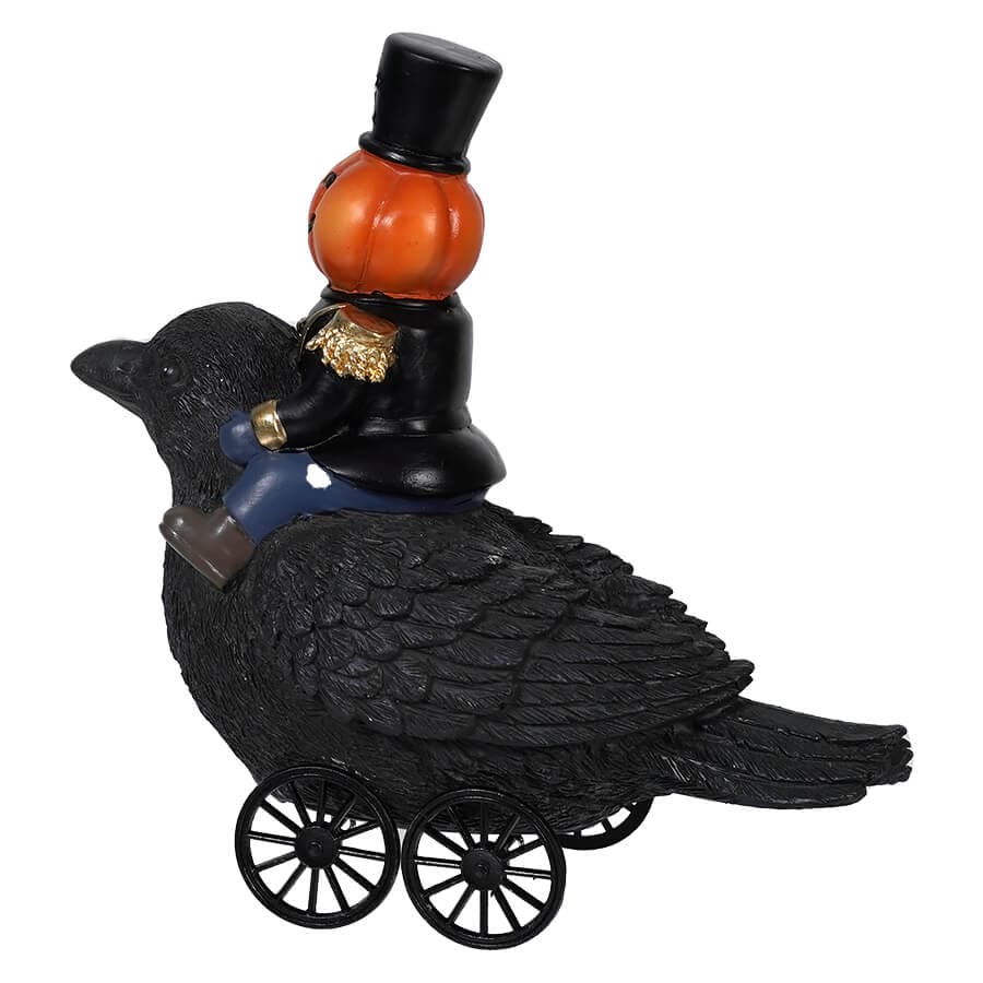 Pumpkin Soldier Riding Crow Wheelie Figure - Halloween