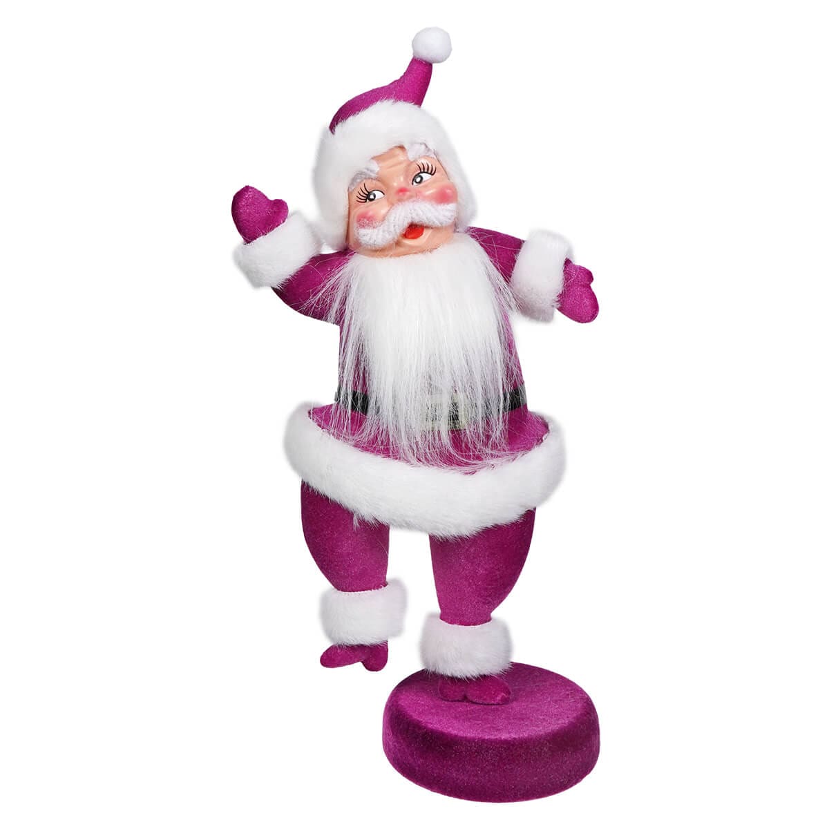 Purple Flocked Dancing Santa - Christmas