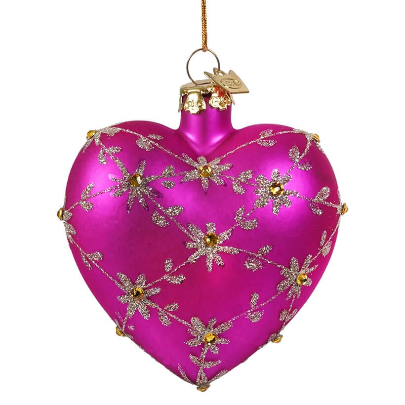 Purple & Gold Glass Heart Ornament With Swarovski® Elements