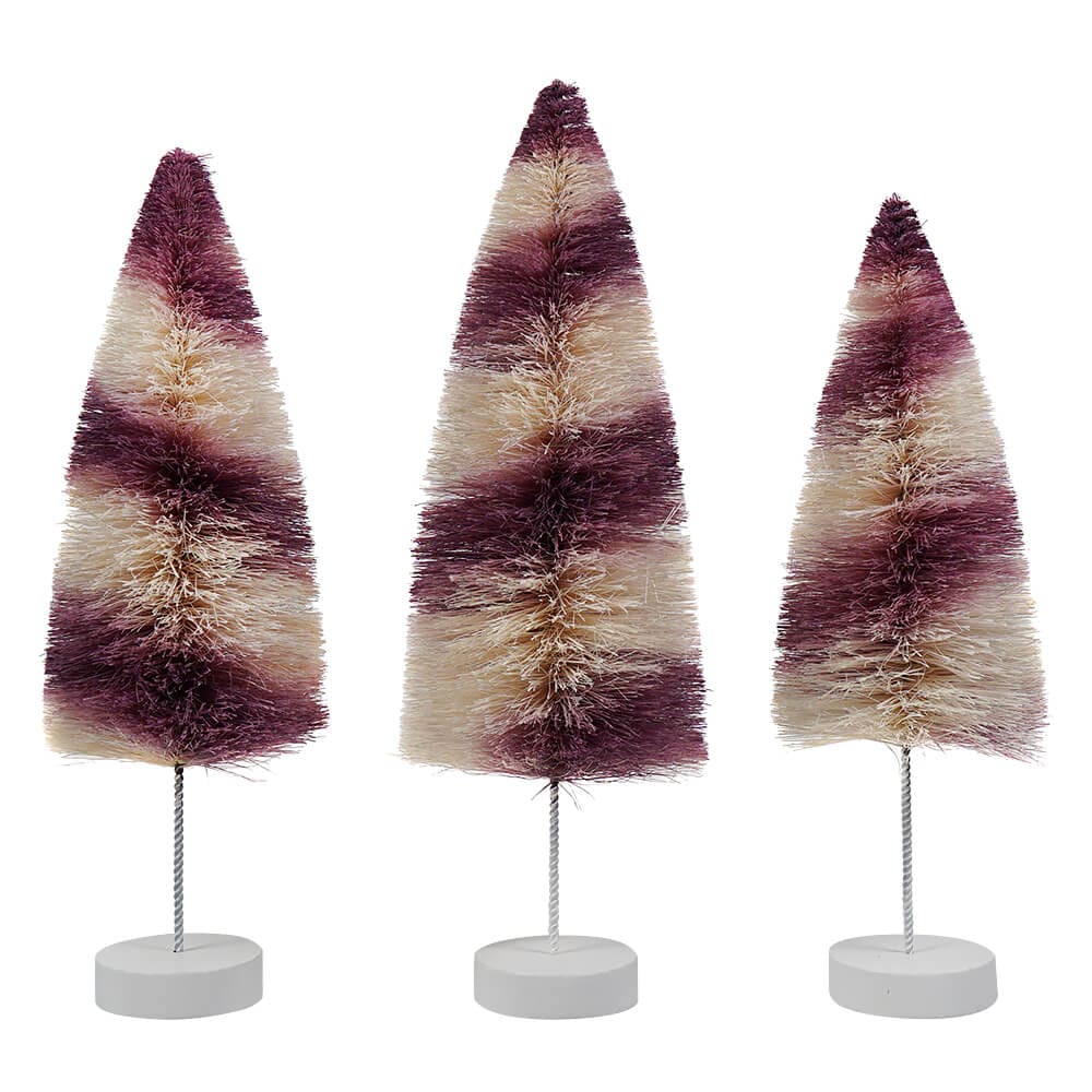 Purple Stripes Delights Bottle Brush Trees Set/3