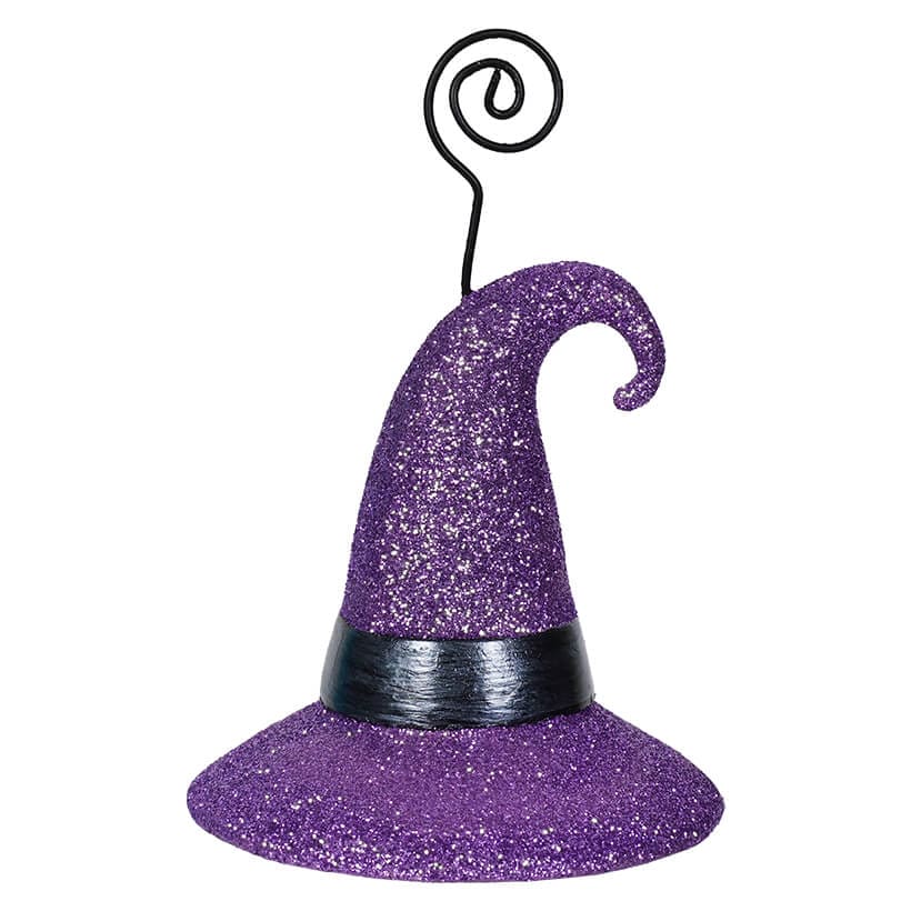 Purple Witch Hat Ornament Place Card Holder