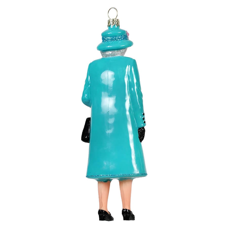 Queen Elizabeth Wearing Turquoise Peacoat Ornament