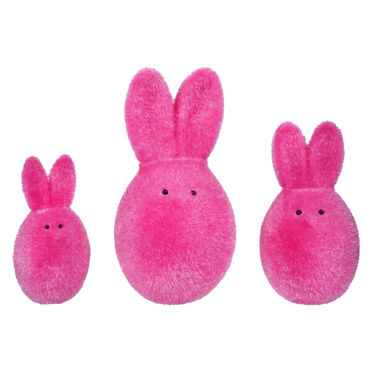 Raspberry Flocked Bunny Eggs Set/3 - Easter