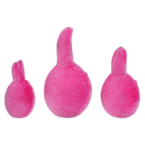 Raspberry Flocked Bunny Eggs Set/3 - Easter