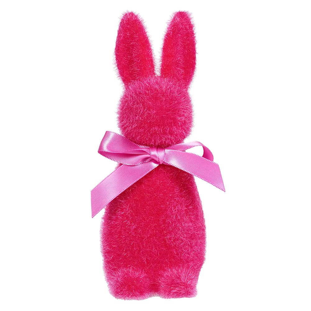 Raspberry Flocked Button Nose Bunny