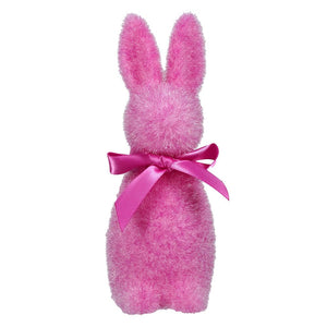 Raspberry Flocked Pastel Button Nose Bunny - Easter