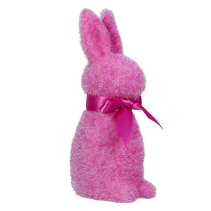 Raspberry Flocked Pastel Button Nose Bunny - Easter