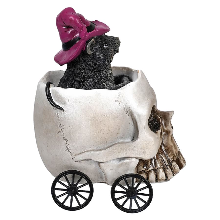 Rat Wearing Witch Hat Riding Skull Wheelie Figure - Halloween