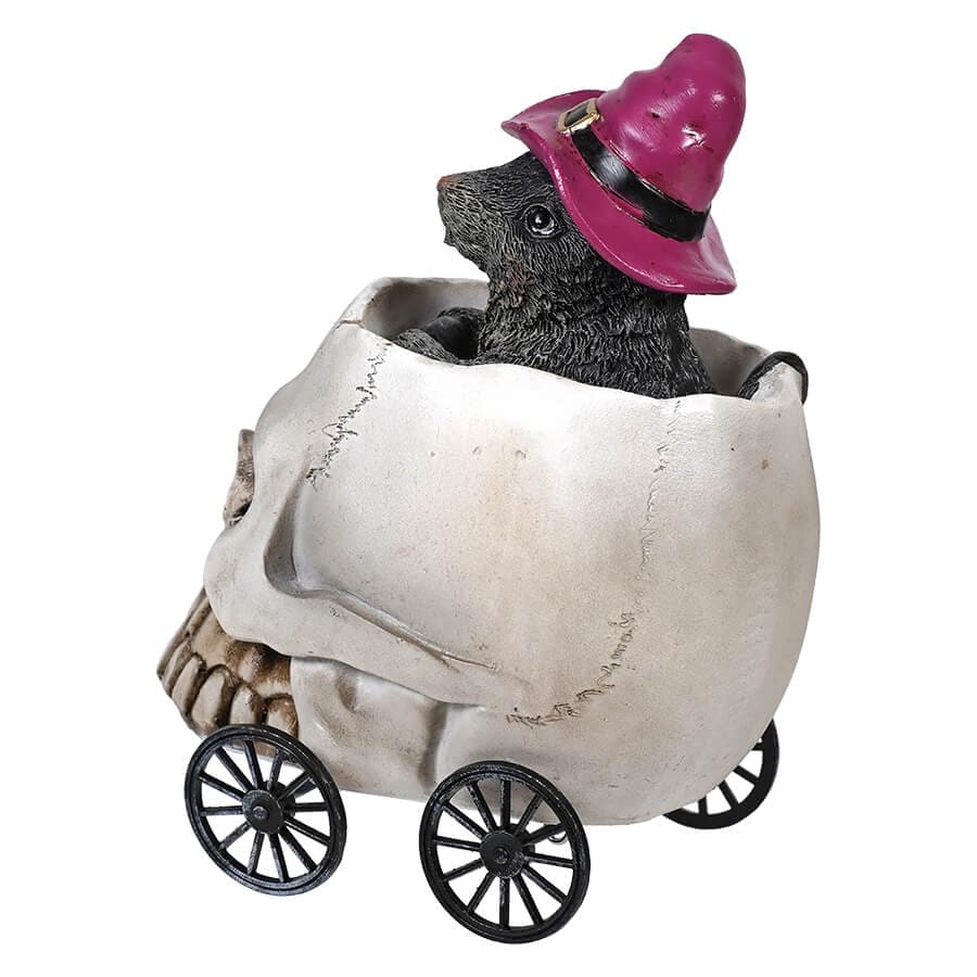 Rat Wearing Witch Hat Riding Skull Wheelie Figure - Halloween