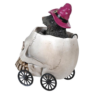 Rat Wearing Witch Hat Riding Skull Wheelie Figure - Halloween