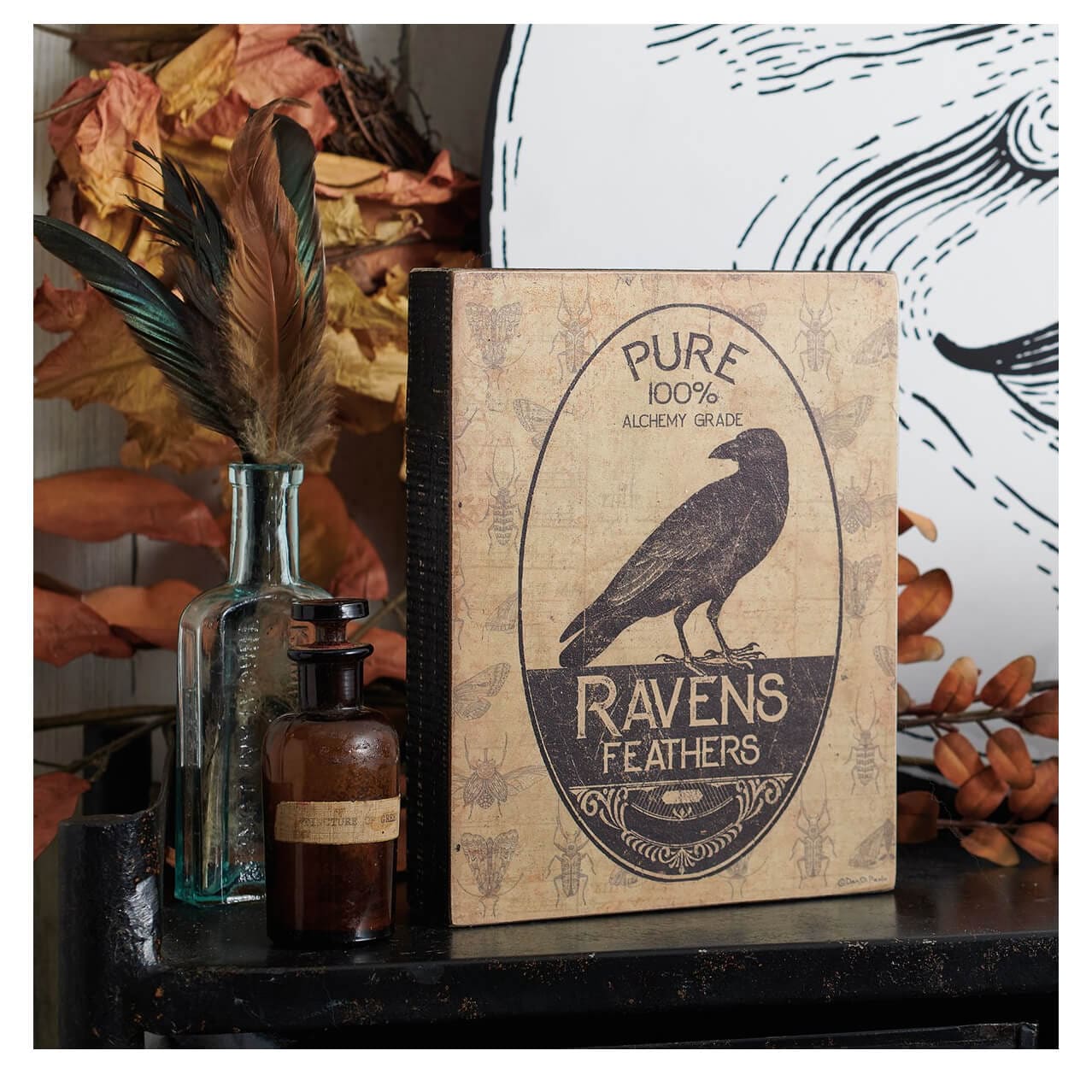 Ravens Feathers Box Sign - Halloween