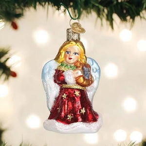Red Angel With Lyre Ornament