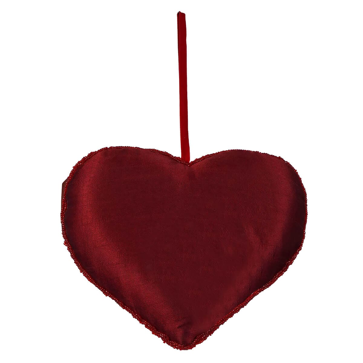 Red Beaded ’Love’ Valentine Heart Shaped Pillow - Valentine’s Day