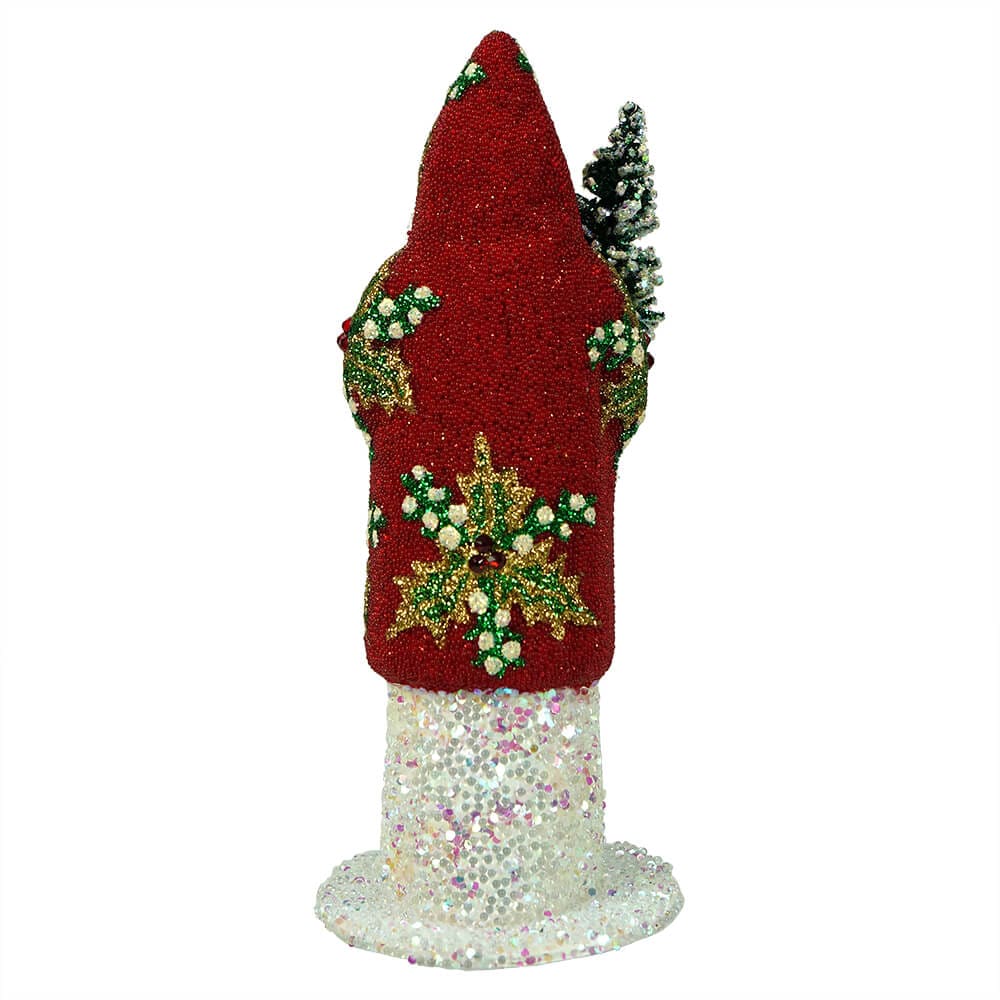 Red Beaded Santa with Tree