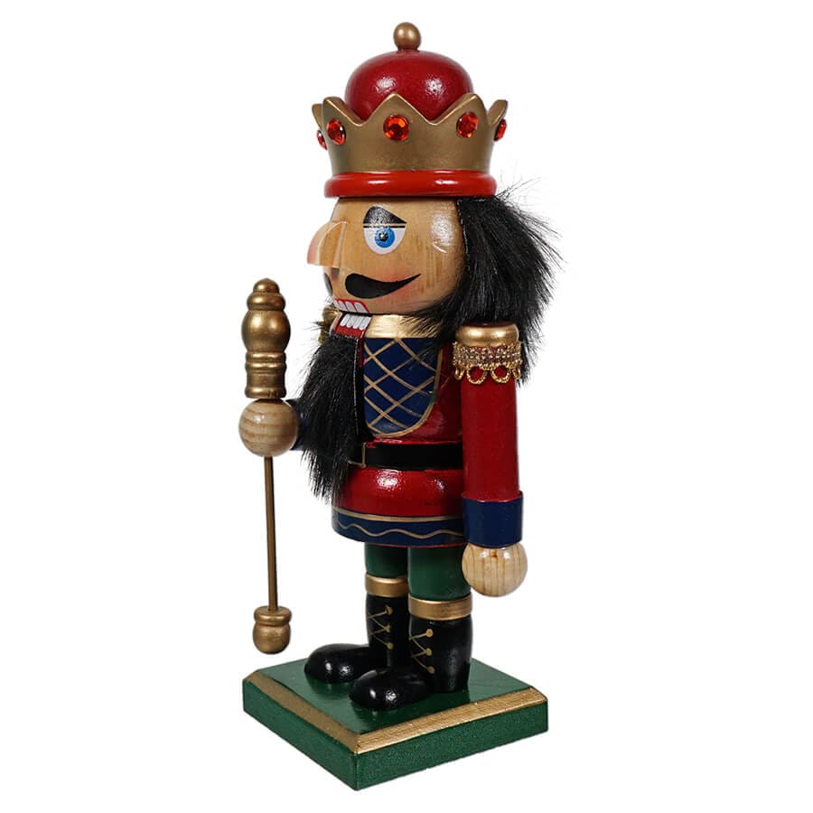 Red & Blue King Nutcracker Holding Staff