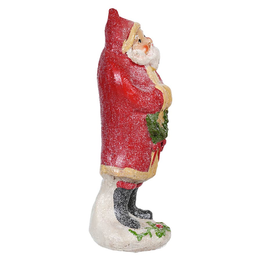 Red Coat Santa Holding Wreath