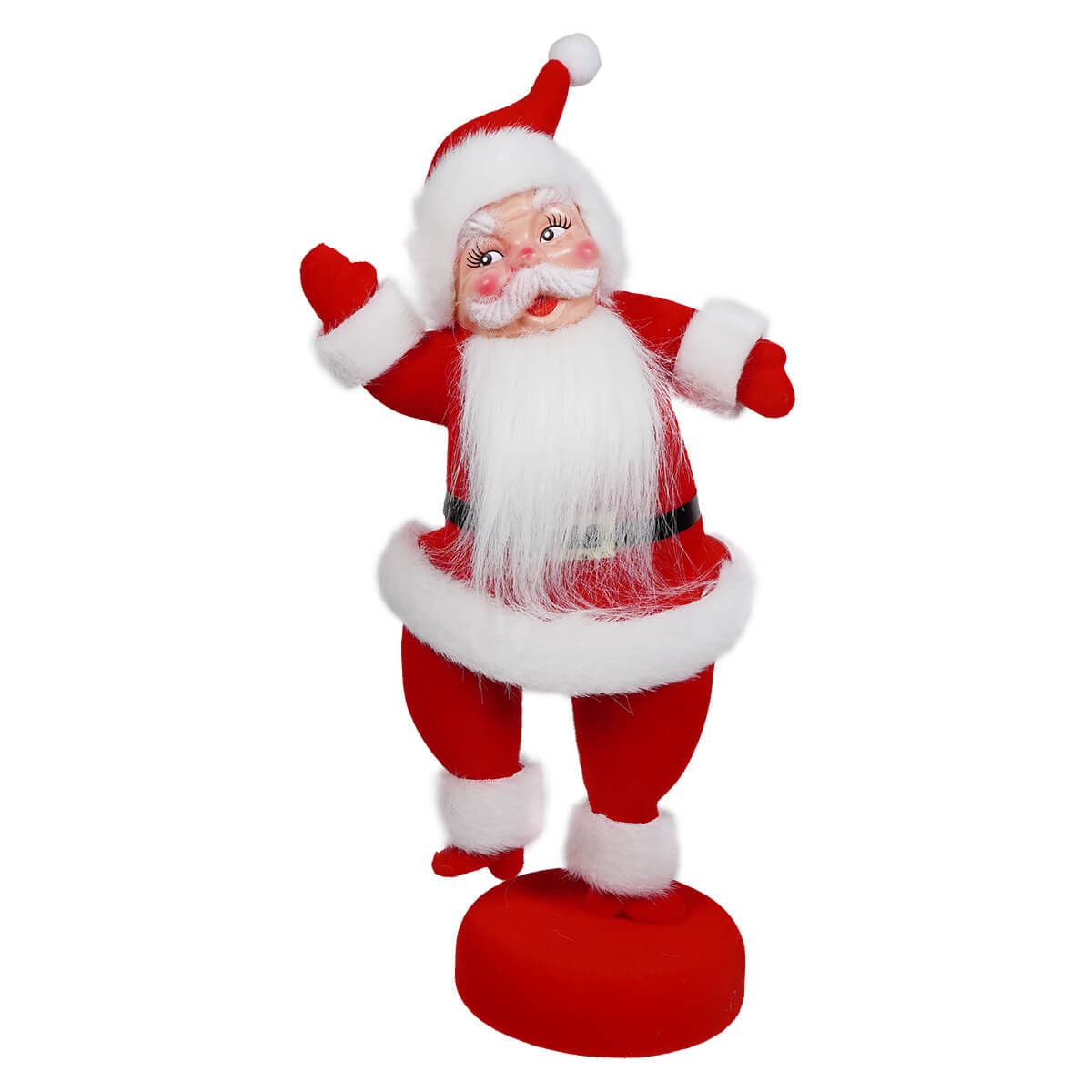 Red Flocked Dancing Santa - Christmas