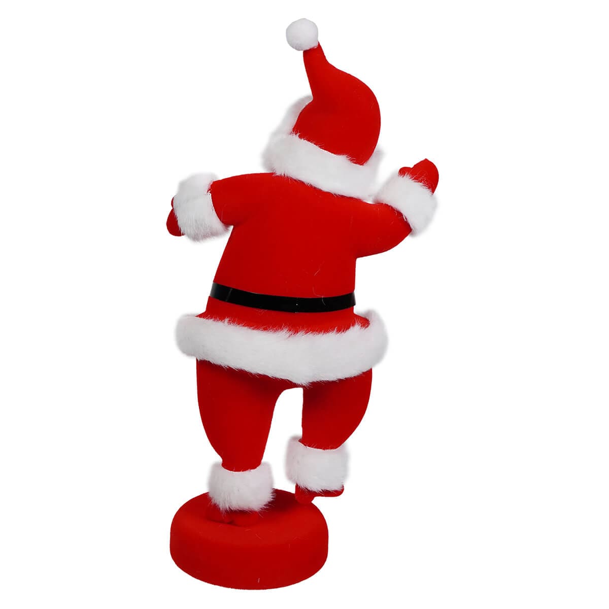 Red Flocked Dancing Santa - Christmas