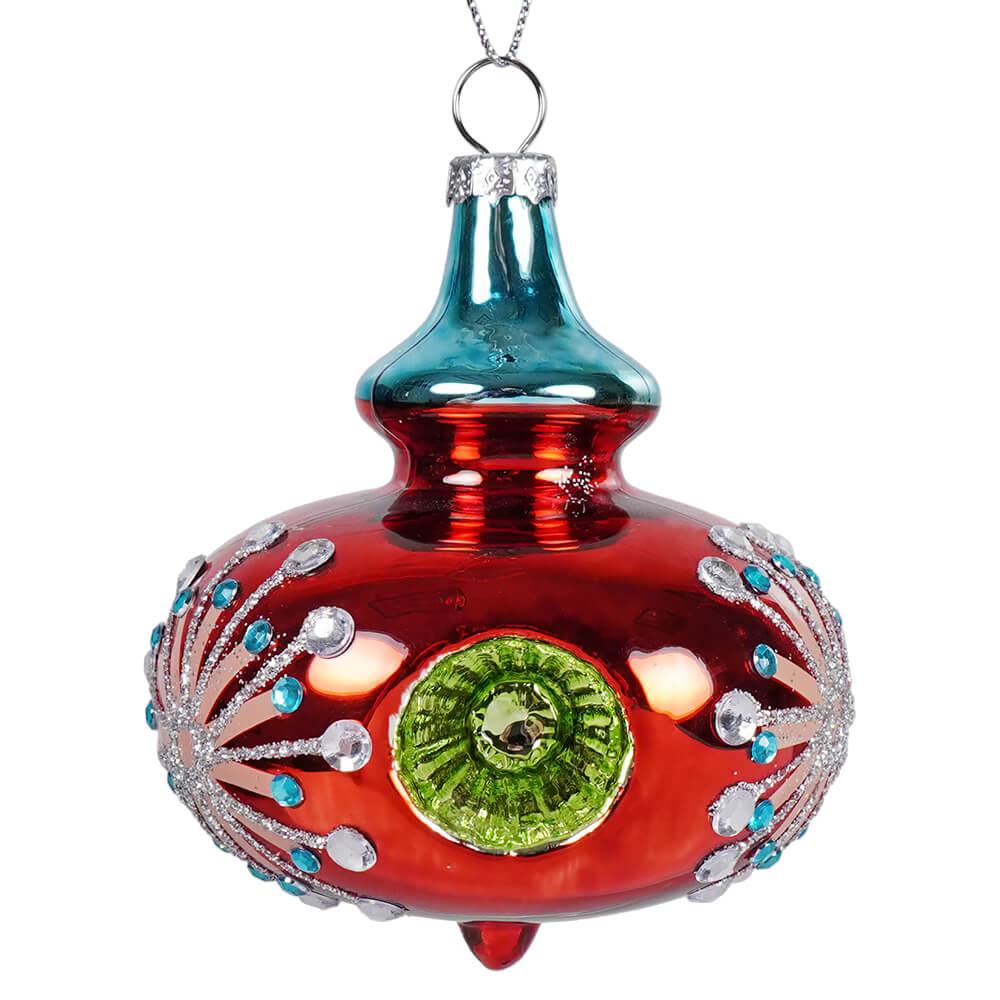 Red Glass Reflector Kismet Jeweled Ornament - Ornaments