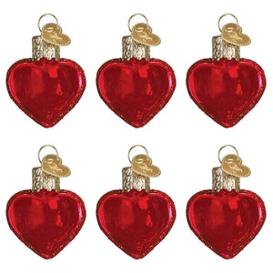 Red Glitter Hearts Ornaments Set.6
