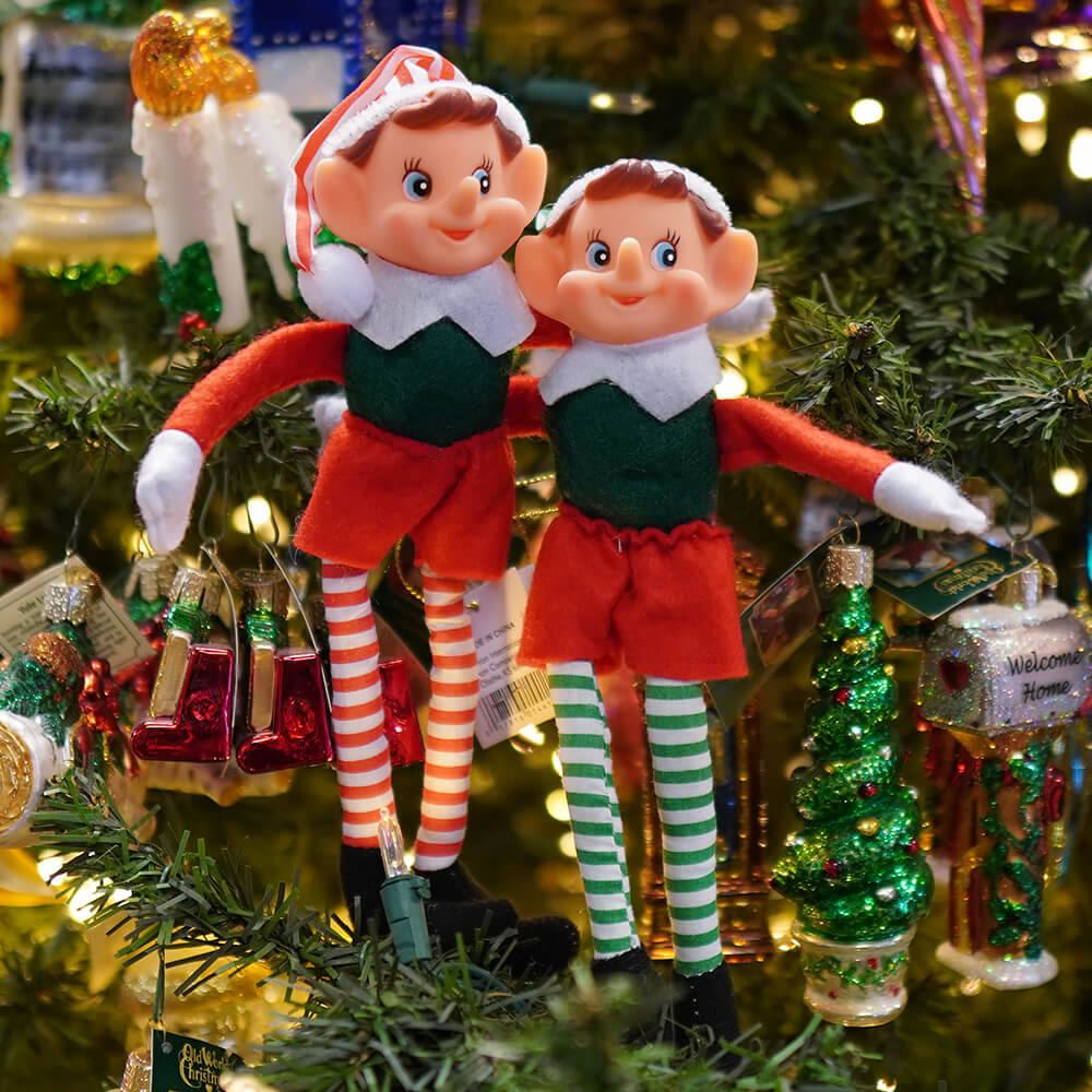 Red & Green Bendable Pixie Elves Set/2 - Christmas