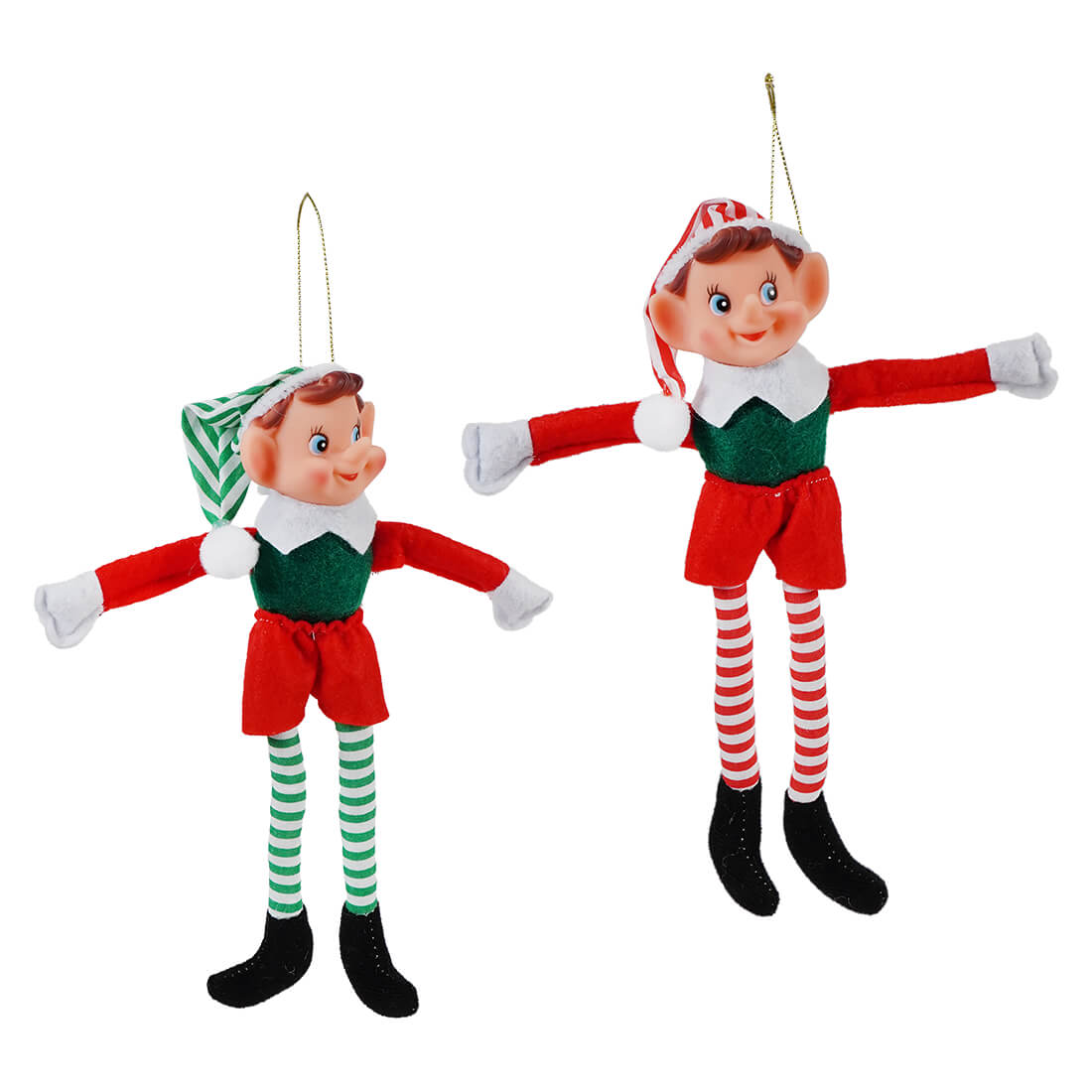 Red & Green Bendable Pixie Elves Set/2 - Christmas