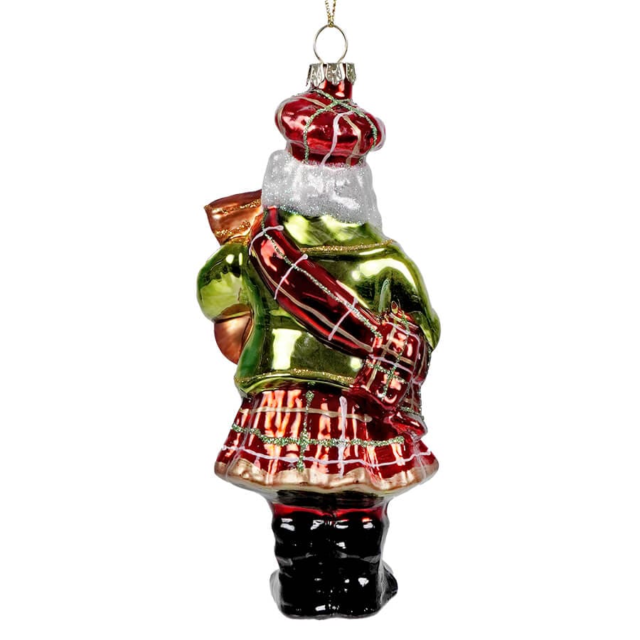 Red & Green Highland Dress Bagpipe Santa - Ornaments