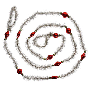 Red, Green & Silver Tinsel Bead Garland