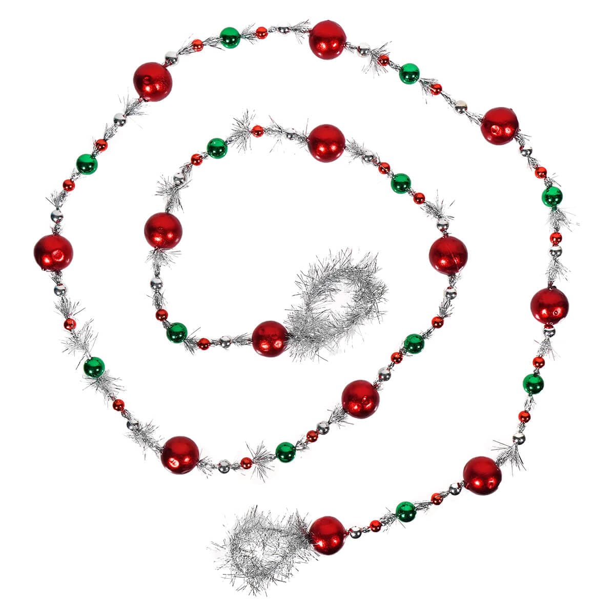 Red & Green Tinsel Ball Garland